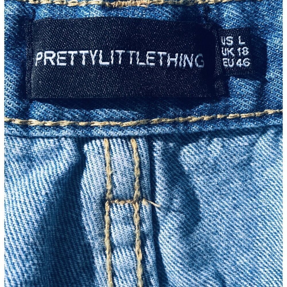 Pretty Little Thing Shorts Womens Large Distressed Cut Off Denim Boho Festival - Picture 3 of 4